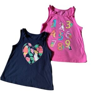 The Children's Place set of 2 Tank Tops size 4T. Pink and blue with Front design